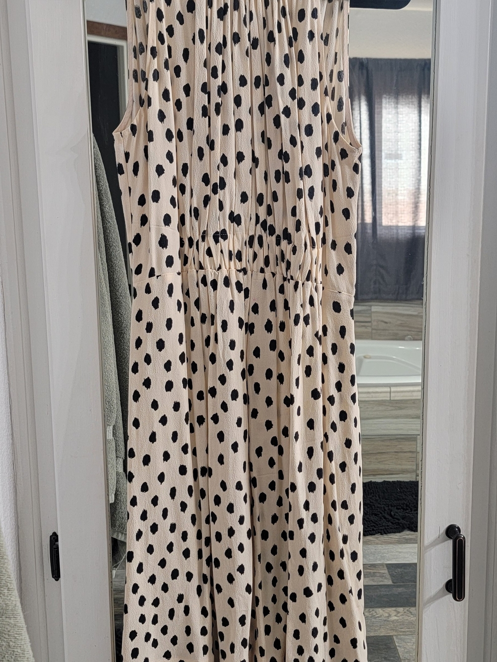 Kate Spade Sleeveless Cream Dress with Black Spot Print